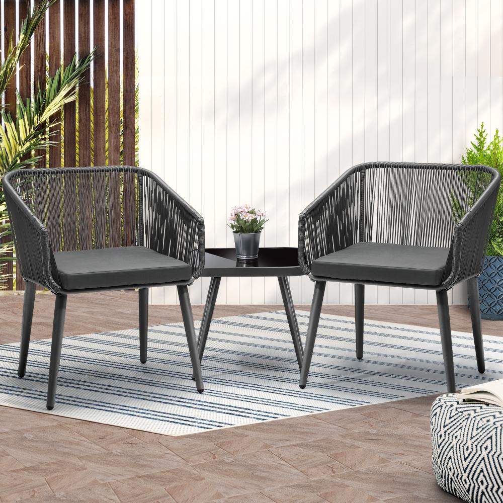 Imoli Modern Designer Outdoor Furniture Set | 3 or 5 Piece Rope Style High Quality Lounge Setting | Balcony Patio Set