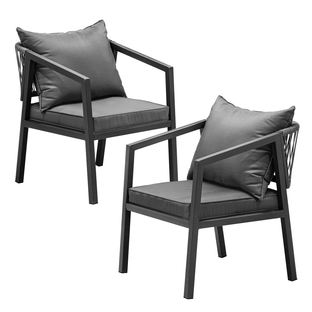 Set of Two Comfy Modern Weatherproof Outdoor Chairs with Cushions | Indoor Outdoor Patio Balcony Chairs | 4 Models