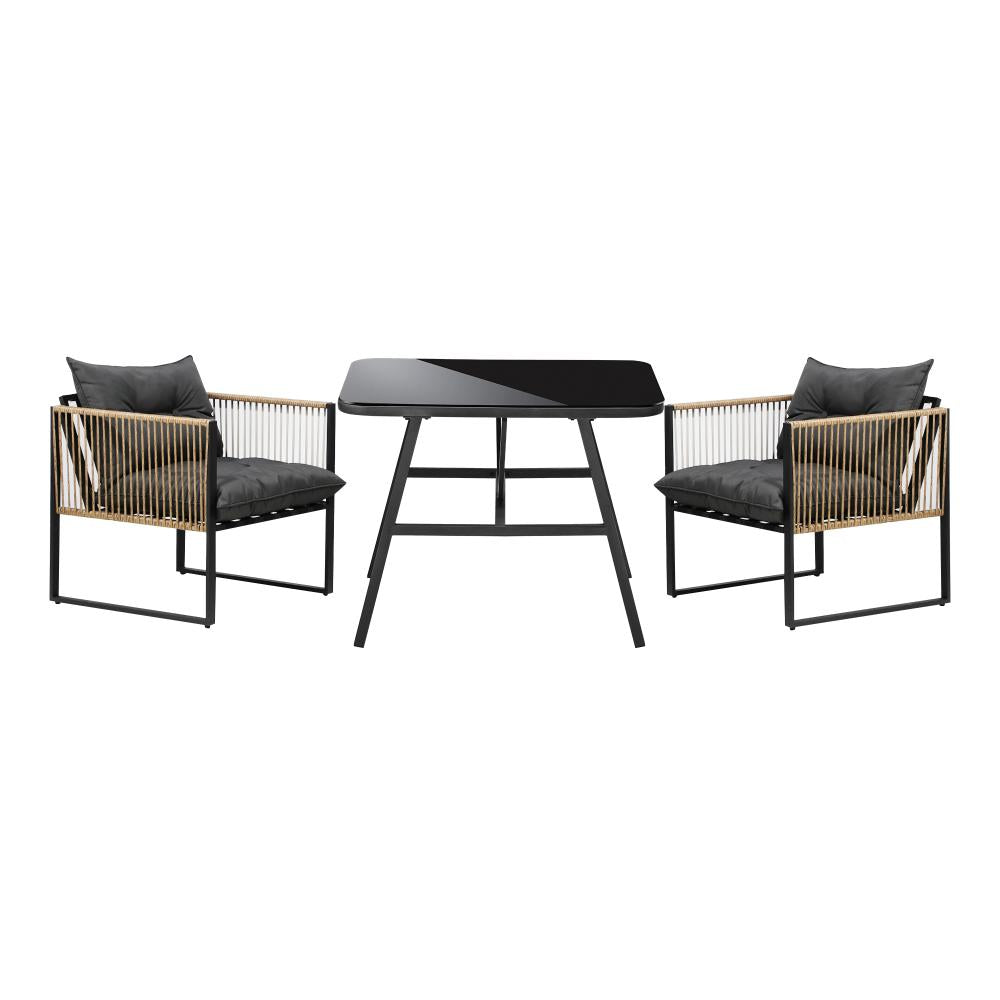 Premium 3 or 5pc Nuvo Table and Chair Outdoor Set | Soft Cushioned Chairs and Table Patio Furniture Set in Four Models