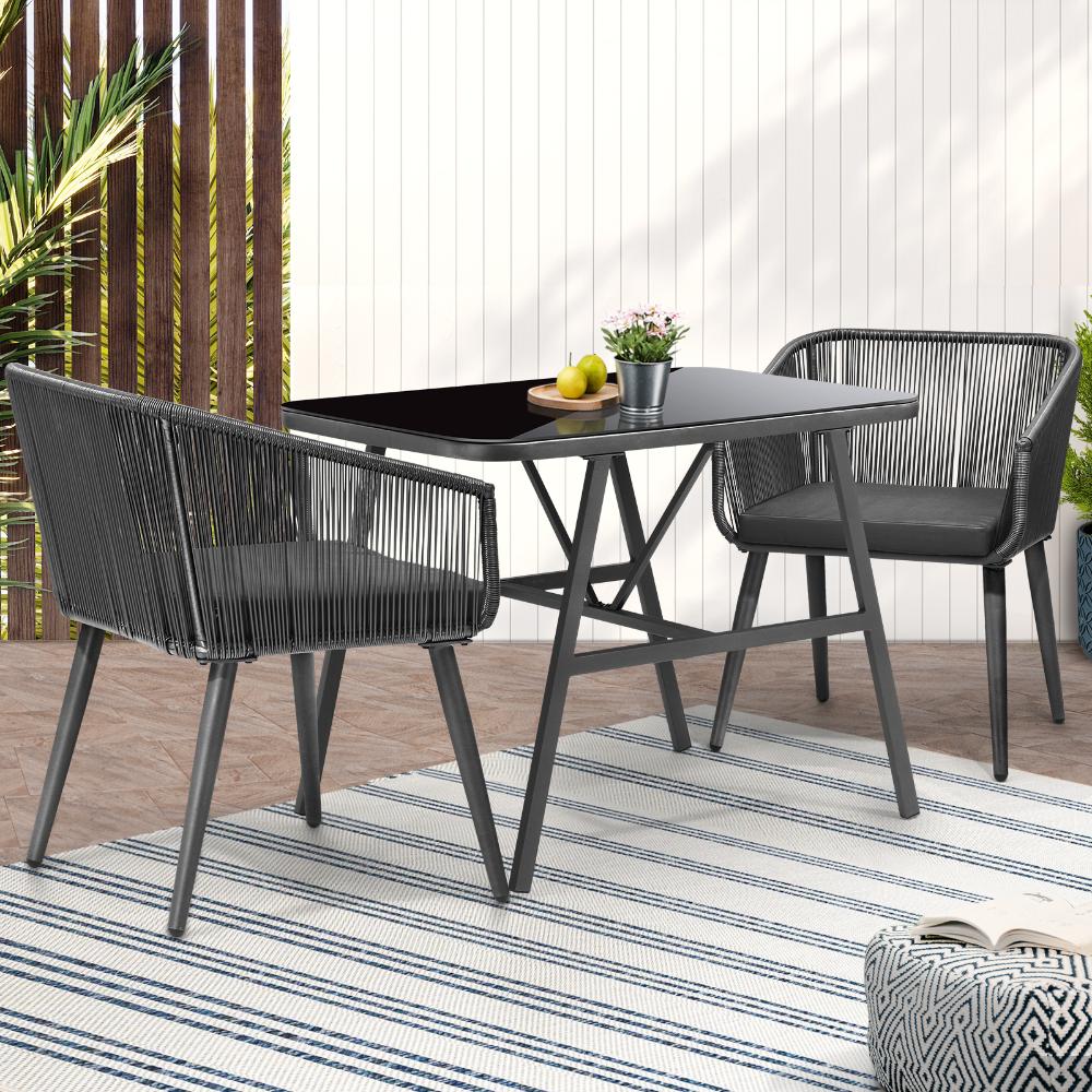 Imoli Modern Designer Outdoor Furniture Set | 3 or 5 Piece Rope Style High Quality Lounge Setting | Balcony Patio Set