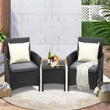 Luxury 3pc Wicker Outdoor Furniture Lounge Set | 3 Piece Rattan Sofa Chair Table Patio Set