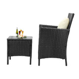 Luxury 3pc Wicker Outdoor Furniture Lounge Set | 3 Piece Rattan Sofa Chair Table Patio Set