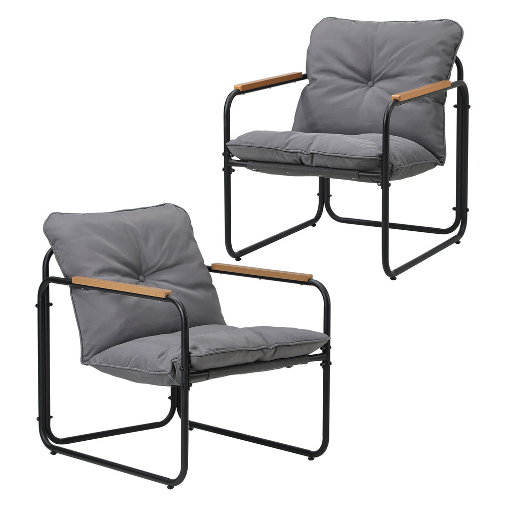 Set of Two Aurelia Modern Weatherproof Outdoor Chairs with Cushions | Two Indoor Outdoor Patio Balcony Chairs