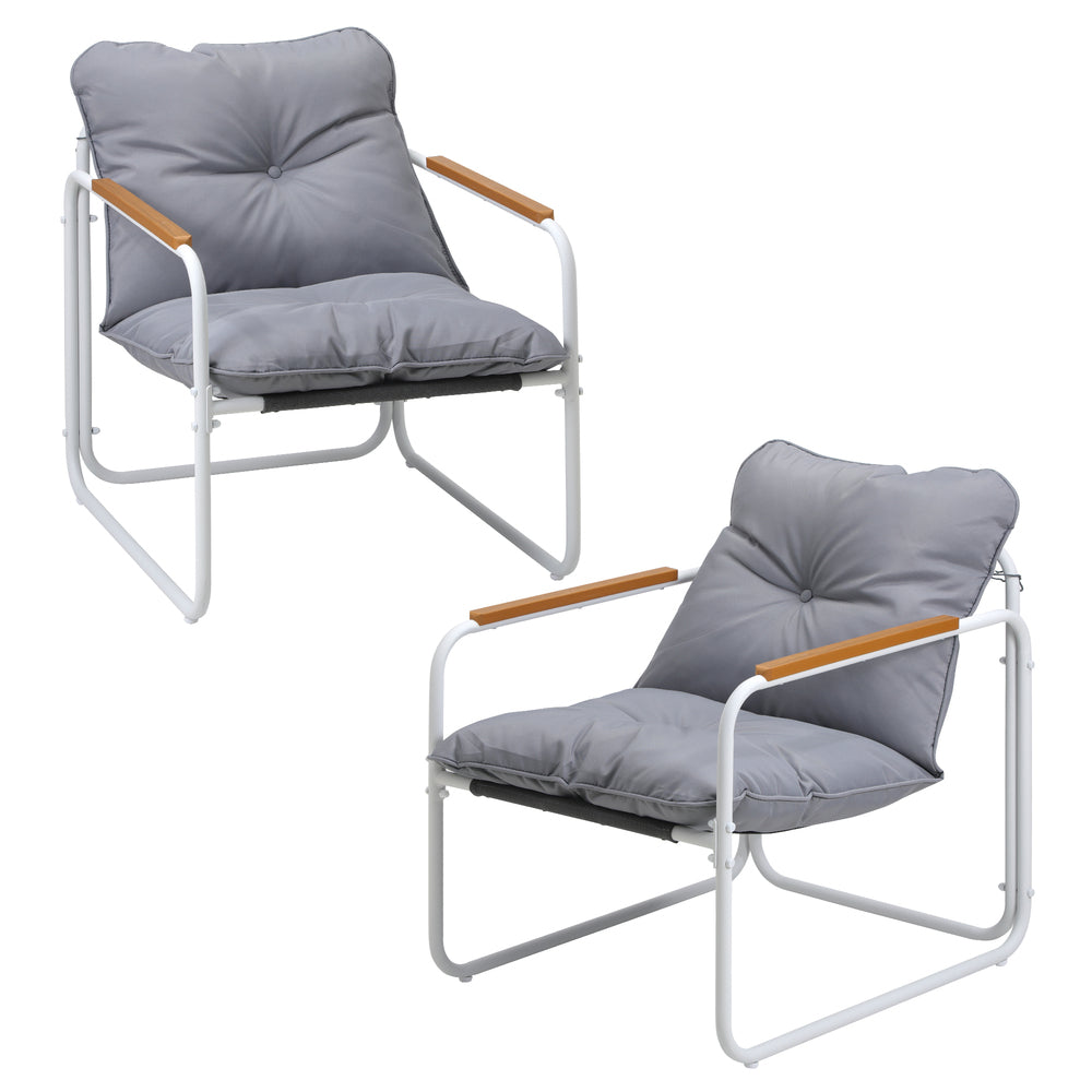 Set of Two Aurelia Modern Weatherproof Outdoor Chairs with Cushions | Two Indoor Outdoor Patio Balcony Chairs