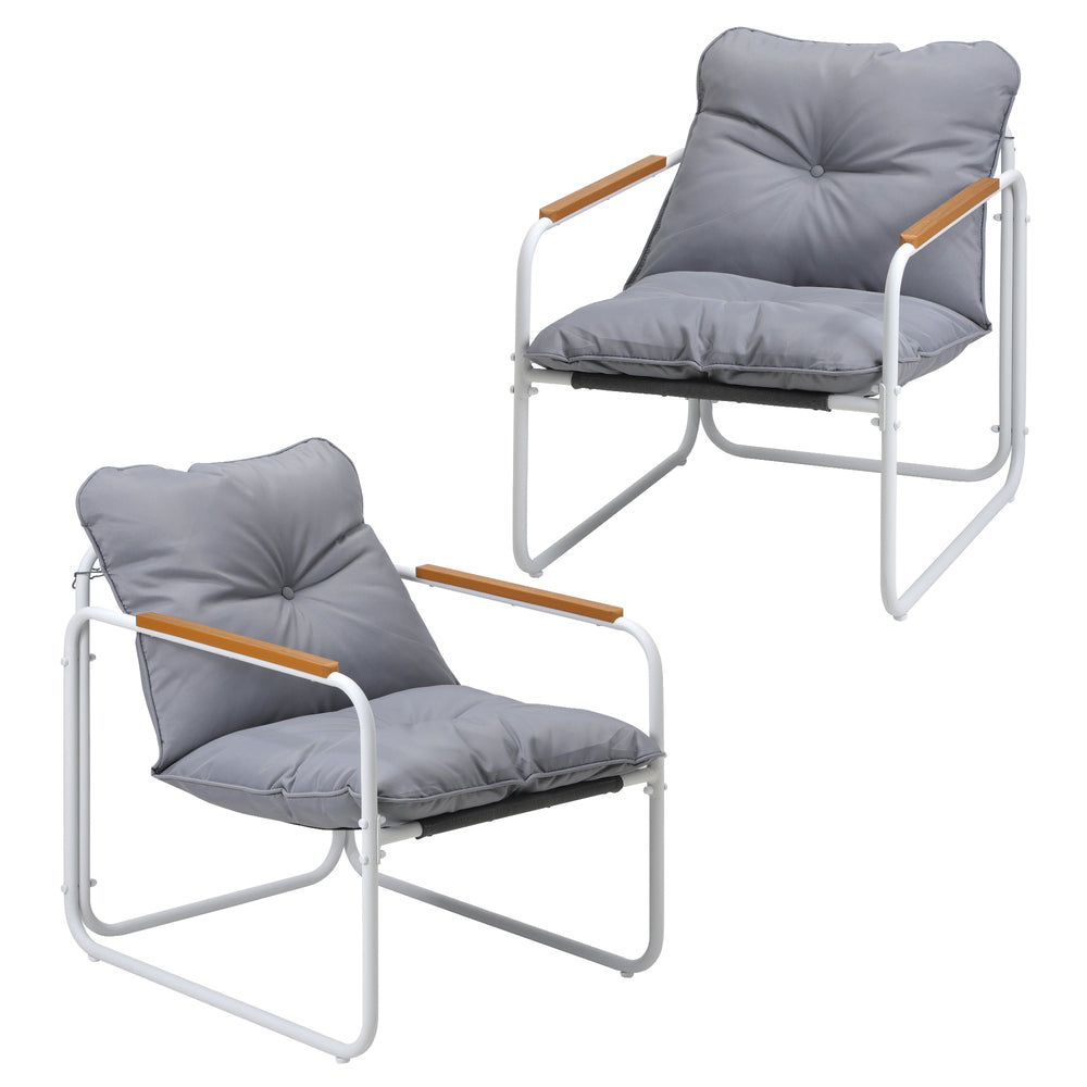 Set of Two Aurelia Modern Weatherproof Outdoor Chairs with Cushions | Two Indoor Outdoor Patio Balcony Chairs