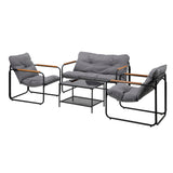 Sierra 4 Piece Outdoor Furniture Patio Set| Weather Resistant Padded Setting | 4pc Lounger Chair Set with Cushions