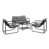 Sierra 4 Piece Outdoor Furniture Patio Set| Weather Resistant Padded Setting | 4pc Lounger Chair Set with Cushions