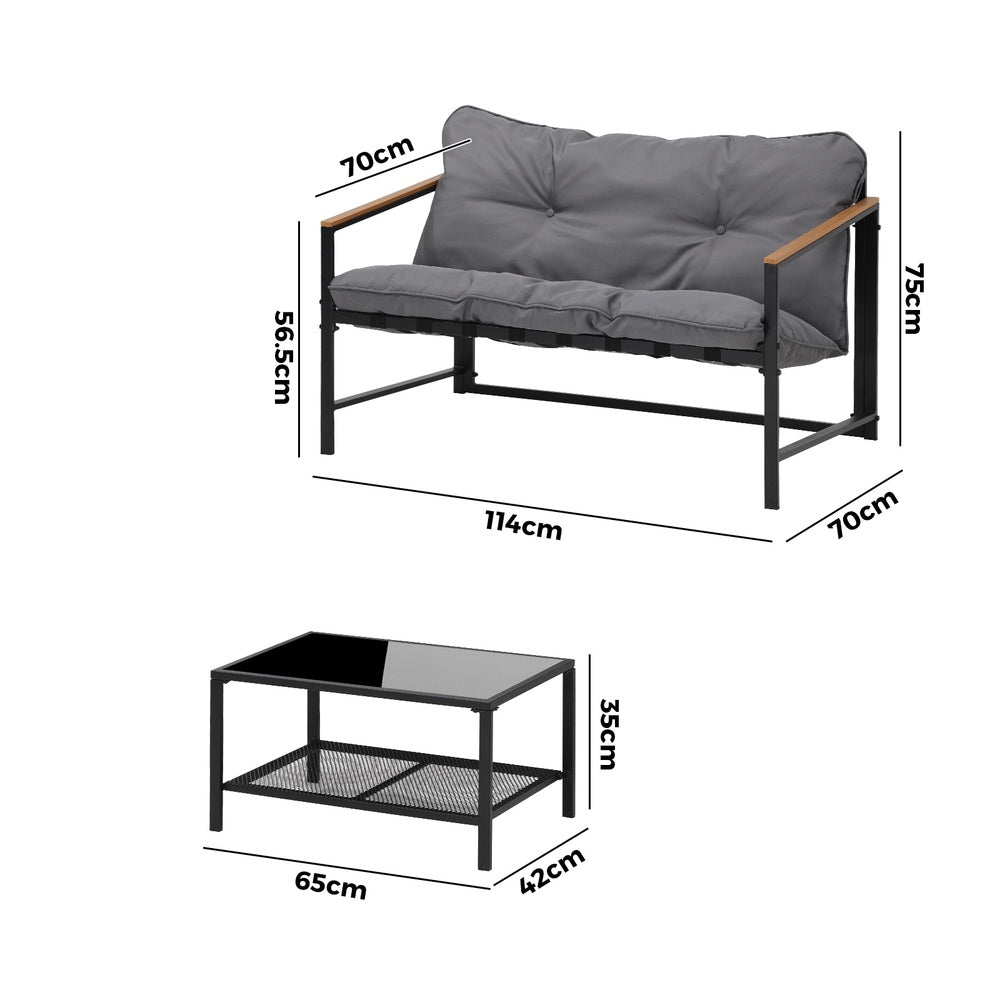 Sierra 2 Piece Outdoor Furniture Patio Set| Weather Resistant Modern Setting | 2pc Lounger Chair Set with Cushions