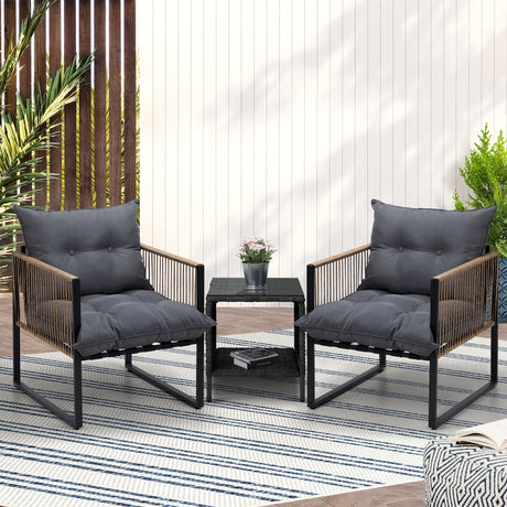 Ulara 3 Piece Outdoor Furniture Patio Set | UV Resistant Wicker Setting | 3pc Lounger Chair Set with Cushions