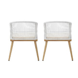 Set of Two Breeze Designer Outdoor Rope Chairs | White Soft Cushioned Patio Lounge Chairs