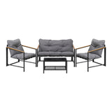 Parisi 4 Piece Outdoor Furniture Patio Set| Weather Resistant Padded Setting | 4pc Lounger Chair Set with Cushions