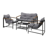 Parisi 4 Piece Outdoor Furniture Patio Set| Weather Resistant Padded Setting | 4pc Lounger Chair Set with Cushions