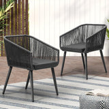 Set of Two Comfy Modern Weatherproof Outdoor Chairs with Cushions | Indoor Outdoor Patio Balcony Chairs