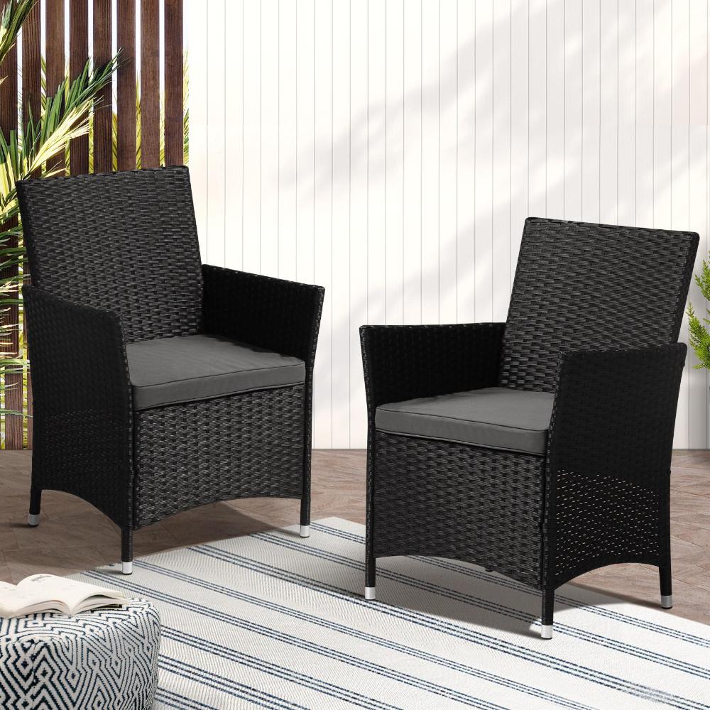 Set of Two Comfy Modern Weatherproof Outdoor Chairs with Cushions | Indoor Outdoor Patio Balcony Chairs | 4 Models