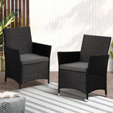 Set of Two Comfy Modern Weatherproof Outdoor Chairs with Cushions | Indoor Outdoor Patio Balcony Chairs