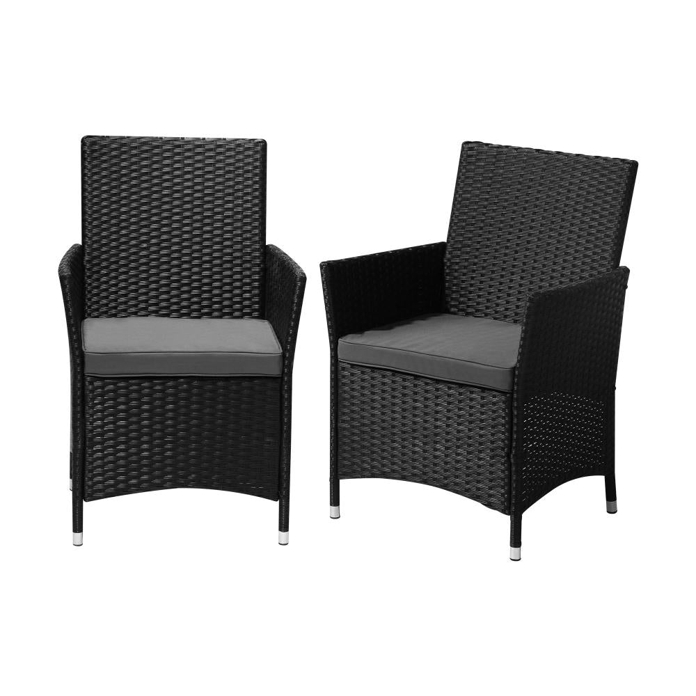 Set of Two Comfy Modern Weatherproof Outdoor Chairs with Cushions | Indoor Outdoor Patio Balcony Chairs | 4 Models