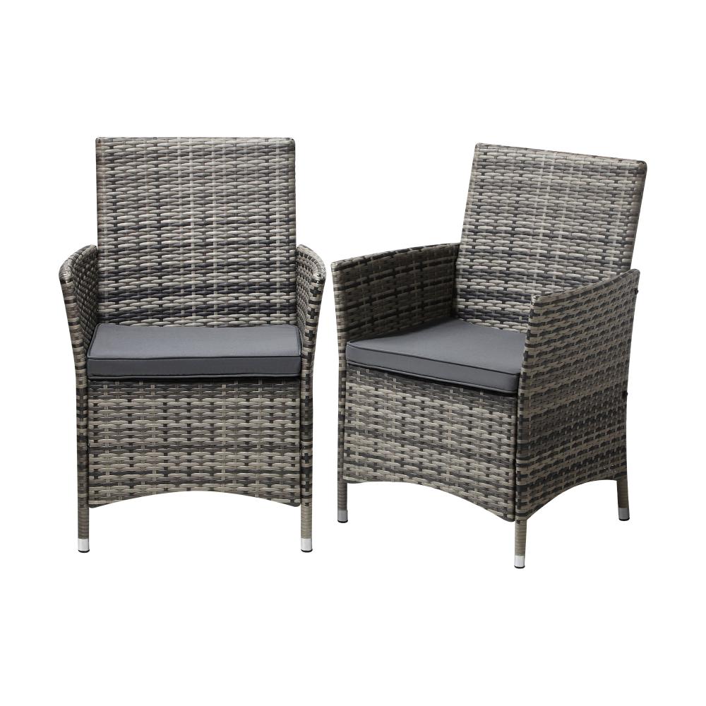 Set of Two Comfy Modern Weatherproof Outdoor Chairs with Cushions | Indoor Outdoor Patio Balcony Chairs