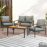 Peruzzi Deluxe Outdoor Furniture Set | Cushioned Metal Wood Patio Setting in 4 Combinations