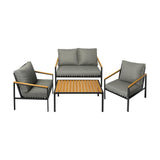 Peruzzi Deluxe Outdoor Furniture Set | Cushioned Metal Wood Patio Setting in 4 Combinations