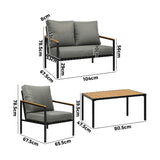 Peruzzi Deluxe Outdoor Furniture Set | Cushioned Metal Wood Patio Setting in 4 Combinations