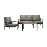 Peruzzi Deluxe Outdoor Furniture Set | Cushioned Metal Wood Patio Setting in 4 Combinations