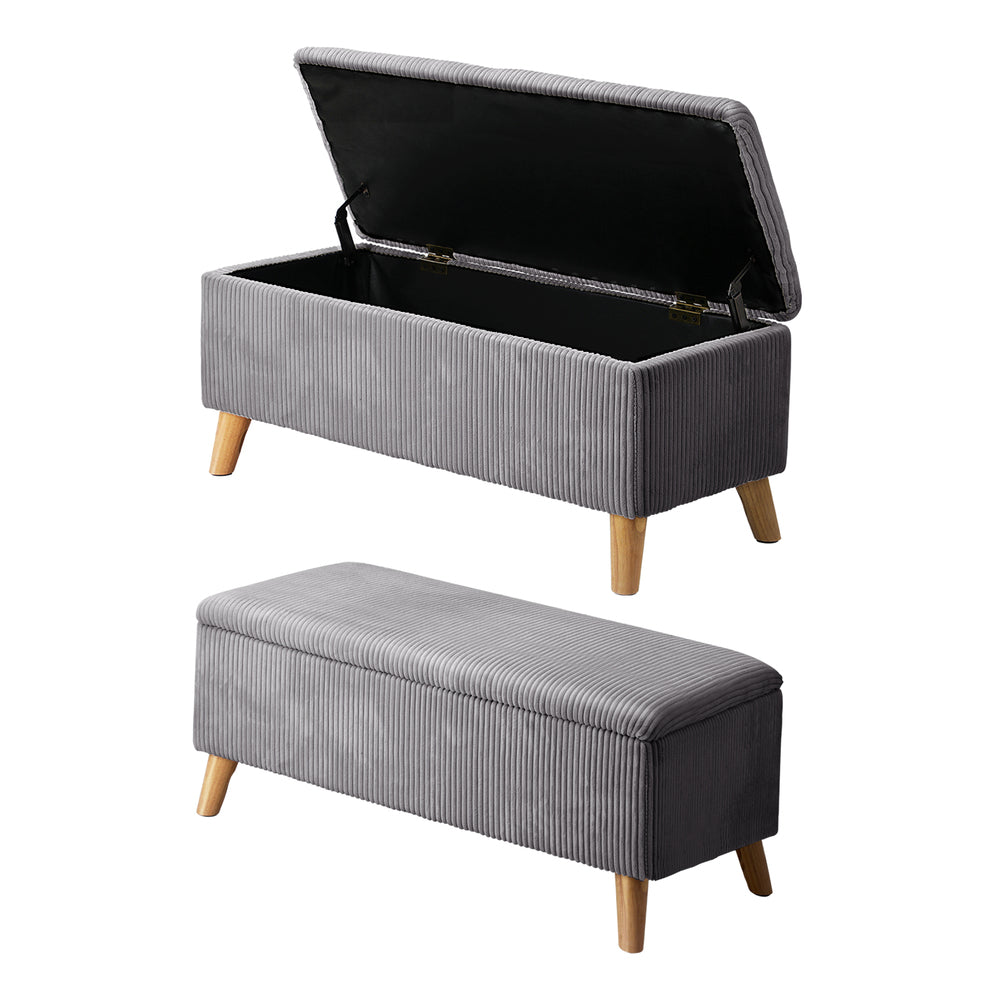 Parisi Luxe Premium Two in One Ottoman Storage Box and Seating Bench | Cushioned Soft Velvet Ripple Blanket Box