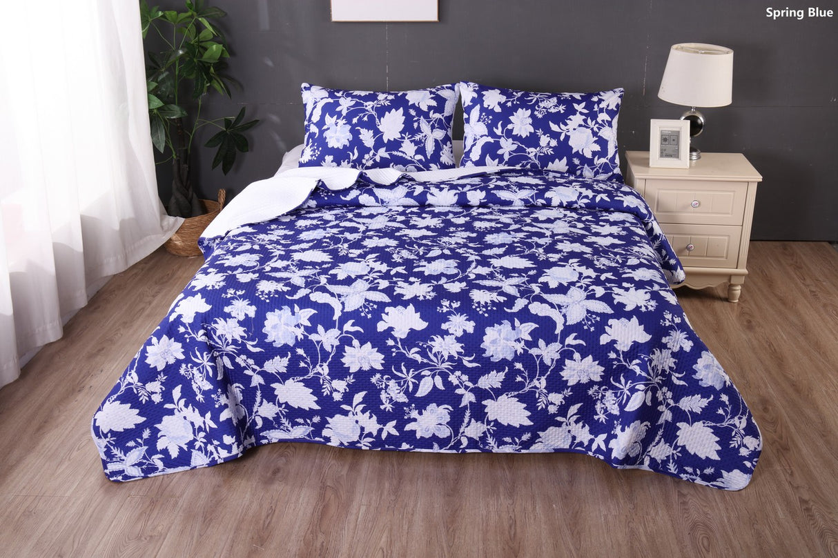 Ramesses Printed Reversible 3pc Ultrasonic Cooling Bamboo Comforter Set | Two Sided Coverlet