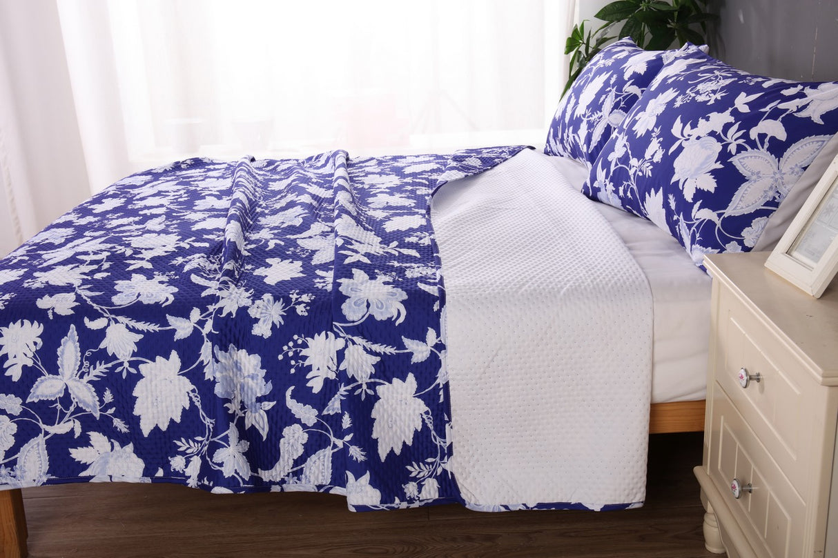 Ramesses Printed Reversible 3pc Ultrasonic Cooling Bamboo Comforter Set | Two Sided Coverlet