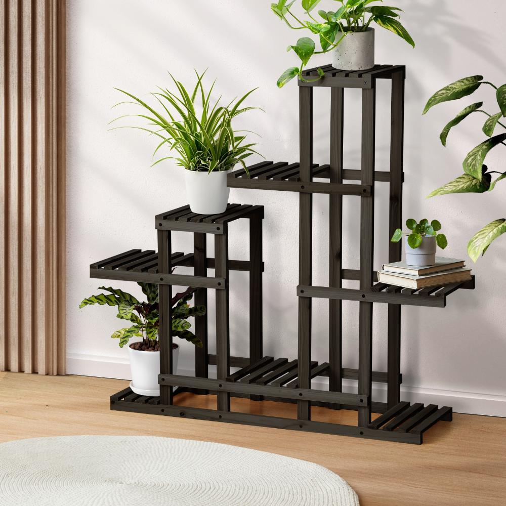 Large Deluxe 3 or 6 Tier Plant Stand | Designer Wooden Indoor Outdoor Plant Flower Pot Stand