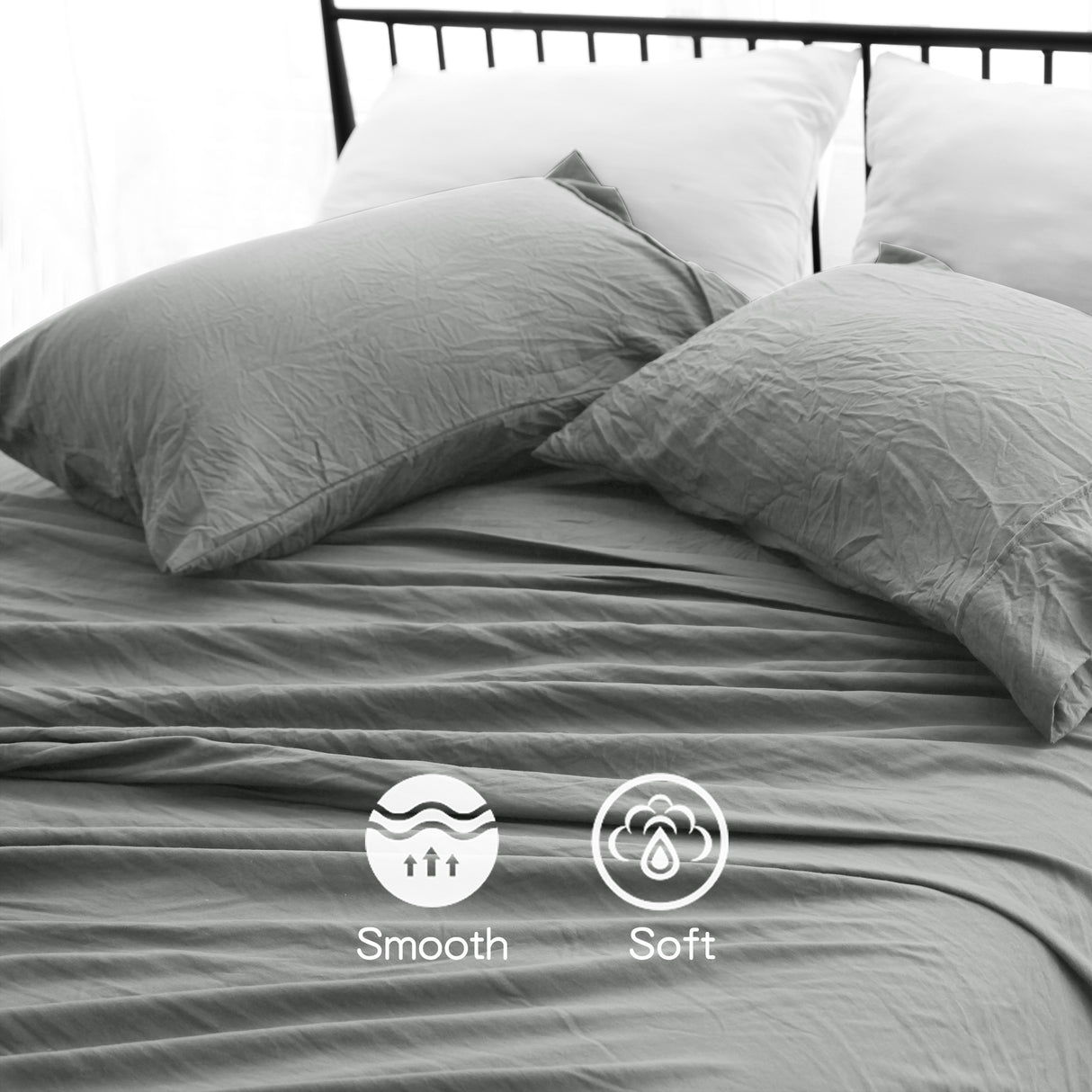 Ramesses 2000TC Soft Pebble Wash Sheet Set | Vintage Wash Breathable Sheets | 5 Sizes - 5 Colours