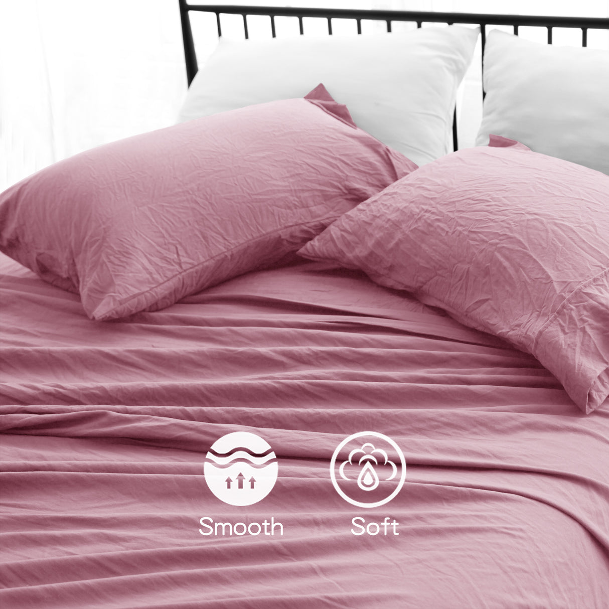 Ramesses 2000TC Soft Pebble Wash Sheet Set | Vintage Wash Breathable Sheets | 5 Sizes - 5 Colours