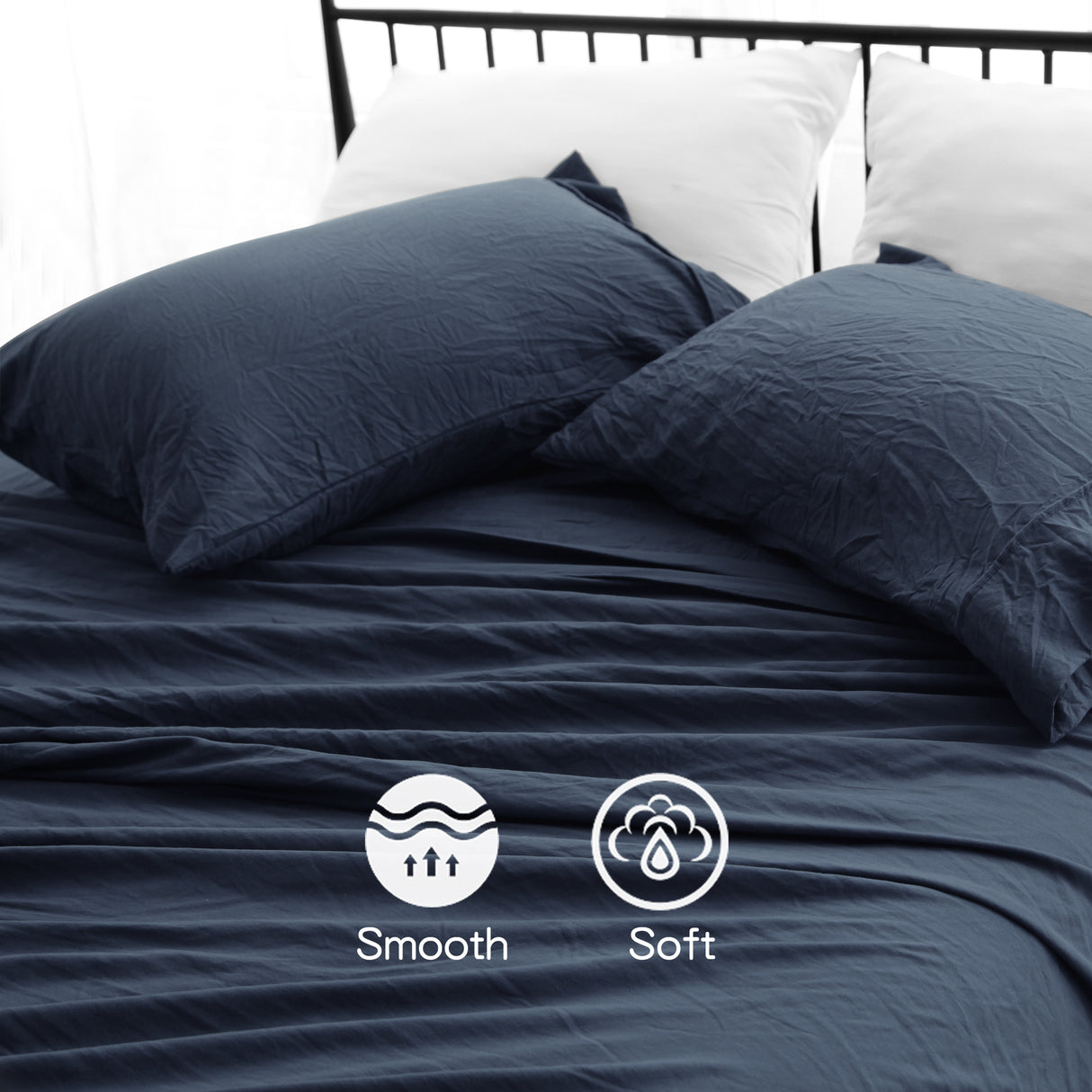 Ramesses 2000TC Soft Pebble Wash Sheet Set | Vintage Wash Breathable Sheets | 5 Sizes - 5 Colours