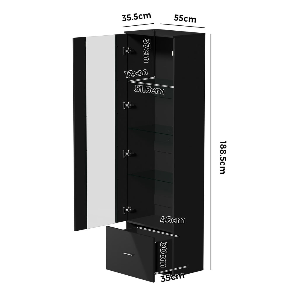 Starque LED Modern High Gloss Display Cabinet | 4 Tier Décor Drinks Storage Unit | 2 Finishes