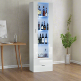 Starque LED Modern High Gloss Display Cabinet | 4 Tier Décor Drinks Storage Unit | 2 Finishes