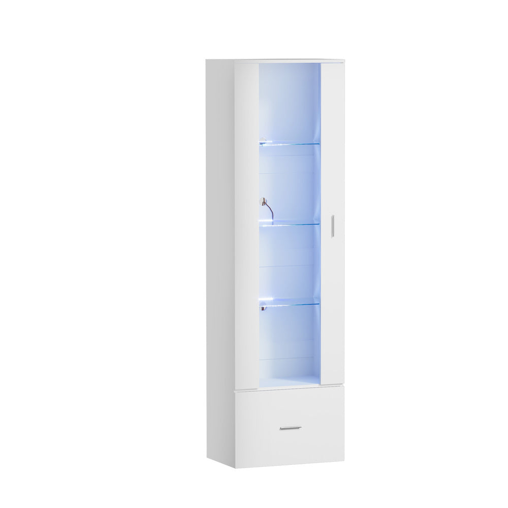 Starque LED Modern High Gloss Display Cabinet | 4 Tier Décor Drinks Storage Unit | 2 Finishes