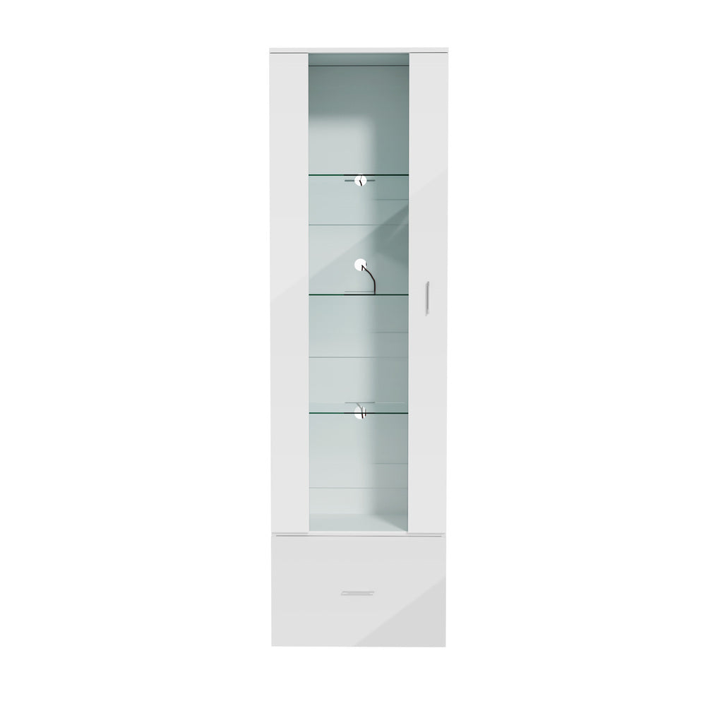 Starque LED Modern High Gloss Display Cabinet | 4 Tier Décor Drinks Storage Unit | 2 Finishes