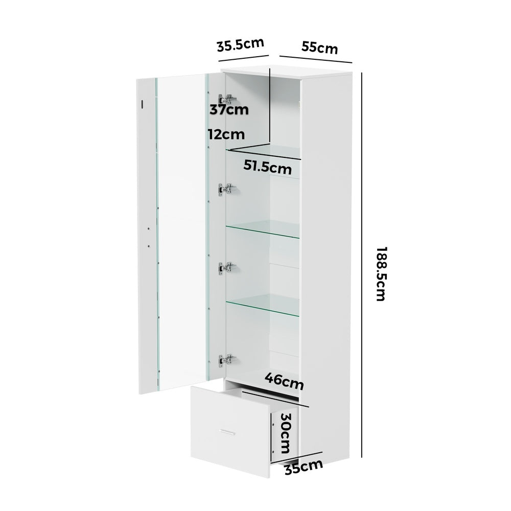 Starque LED Modern High Gloss Display Cabinet | 4 Tier Décor Drinks Storage Unit | 2 Finishes