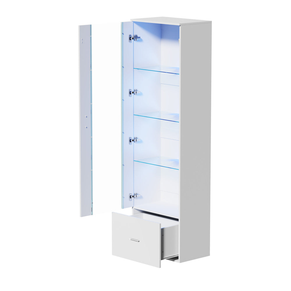 Starque LED Modern High Gloss Display Cabinet | 4 Tier Décor Drinks Storage Unit | 2 Finishes