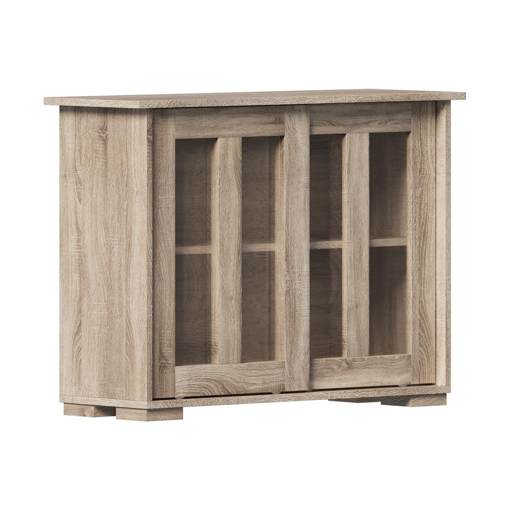 Belgrado Modern 2 Drawer Sideboard Glass Door Buffet | Contemporary Display Storage Cabinet