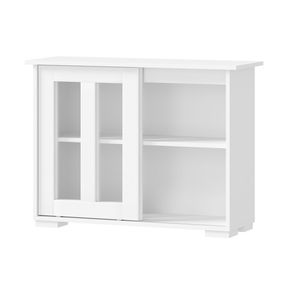 Belgrado Modern 2 Drawer Sideboard Glass Door Buffet | Contemporary Display Storage Cabinet