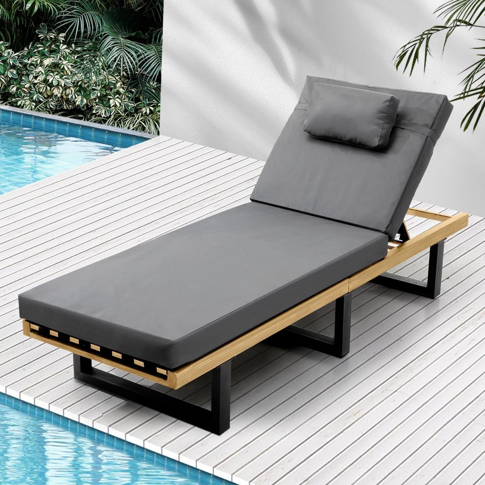 Aquino Sol Outdoor Cushioned Pool Loungers | Modern Adjustable Quality Day Bed Sun Loungers | 2 Colours