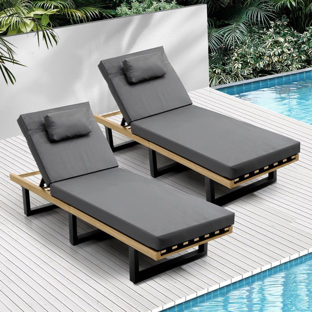 Aquino Sol Outdoor Cushioned Pool Loungers | Modern Adjustable Quality Day Bed Sun Loungers | 2 Colours