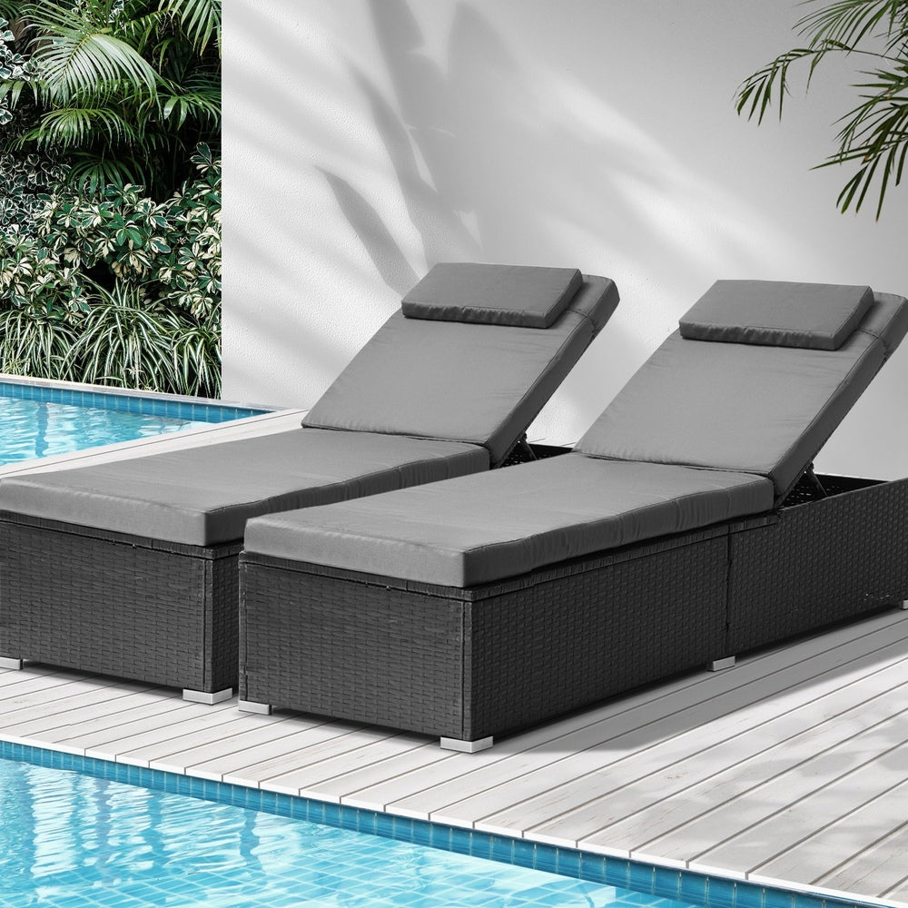 Milan High Quality Rattan Sun Lounger Day Bed | Adjustable Wicker Patio Pool Lounger | 2 Colours - 3 Models