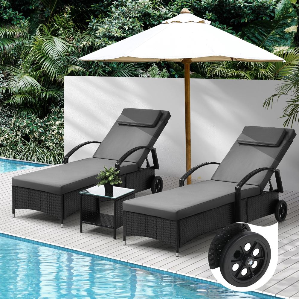 Milan High Quality Rattan Sun Lounger Day Bed | Adjustable Wicker Patio Pool Lounger | 2 Colours - 3 Models