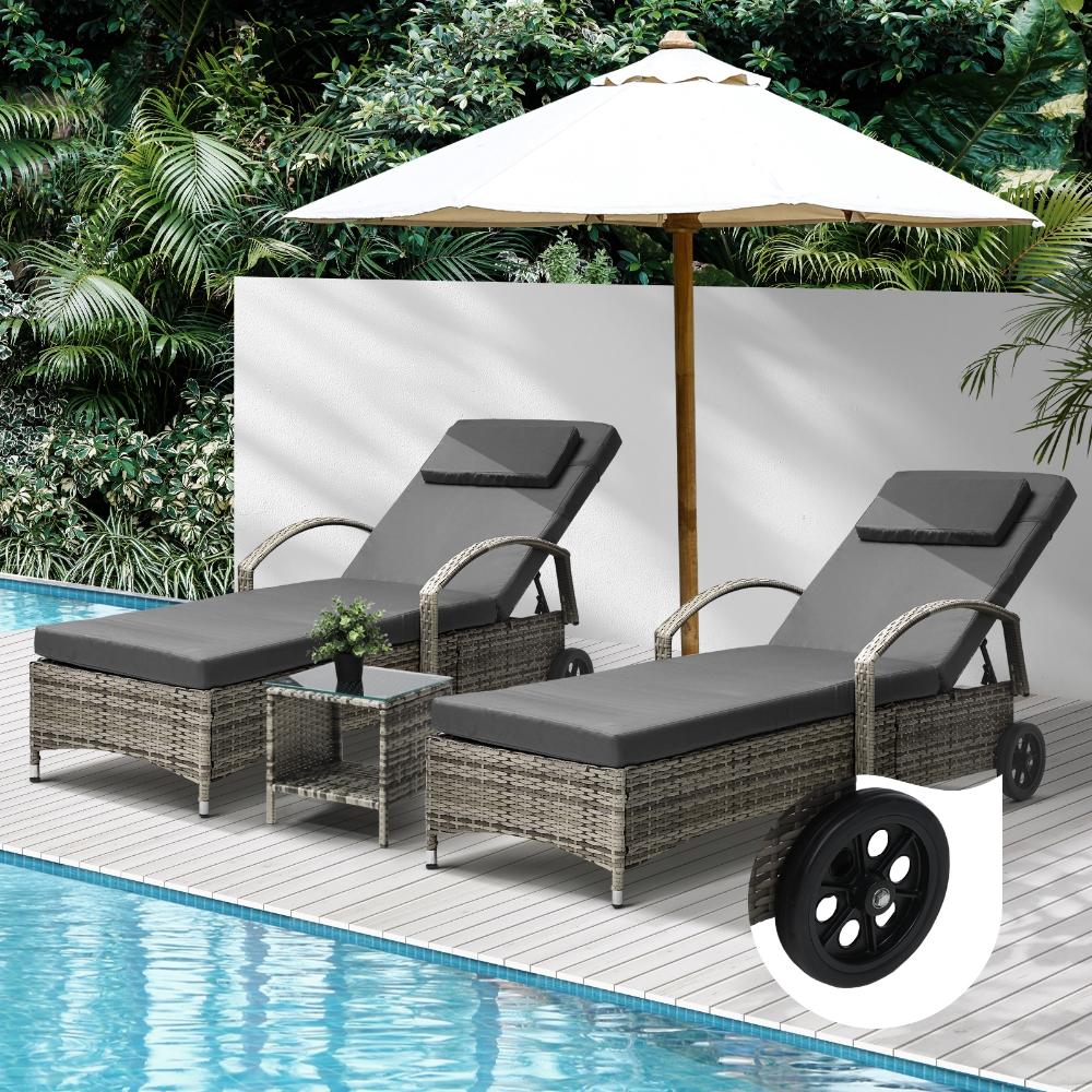 Milan High Quality Rattan Sun Lounger Day Bed | Adjustable Wicker Patio Pool Lounger | 2 Colours - 3 Models