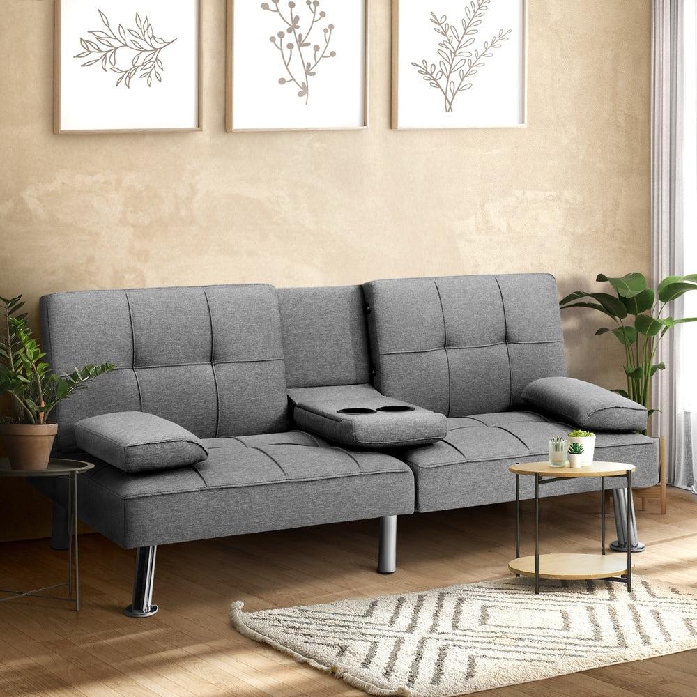 Marlo Two in One 3 Seater Sofa Couch and Fold Out Futon Bed | Adjustable Luxury Futon Sofa Couch