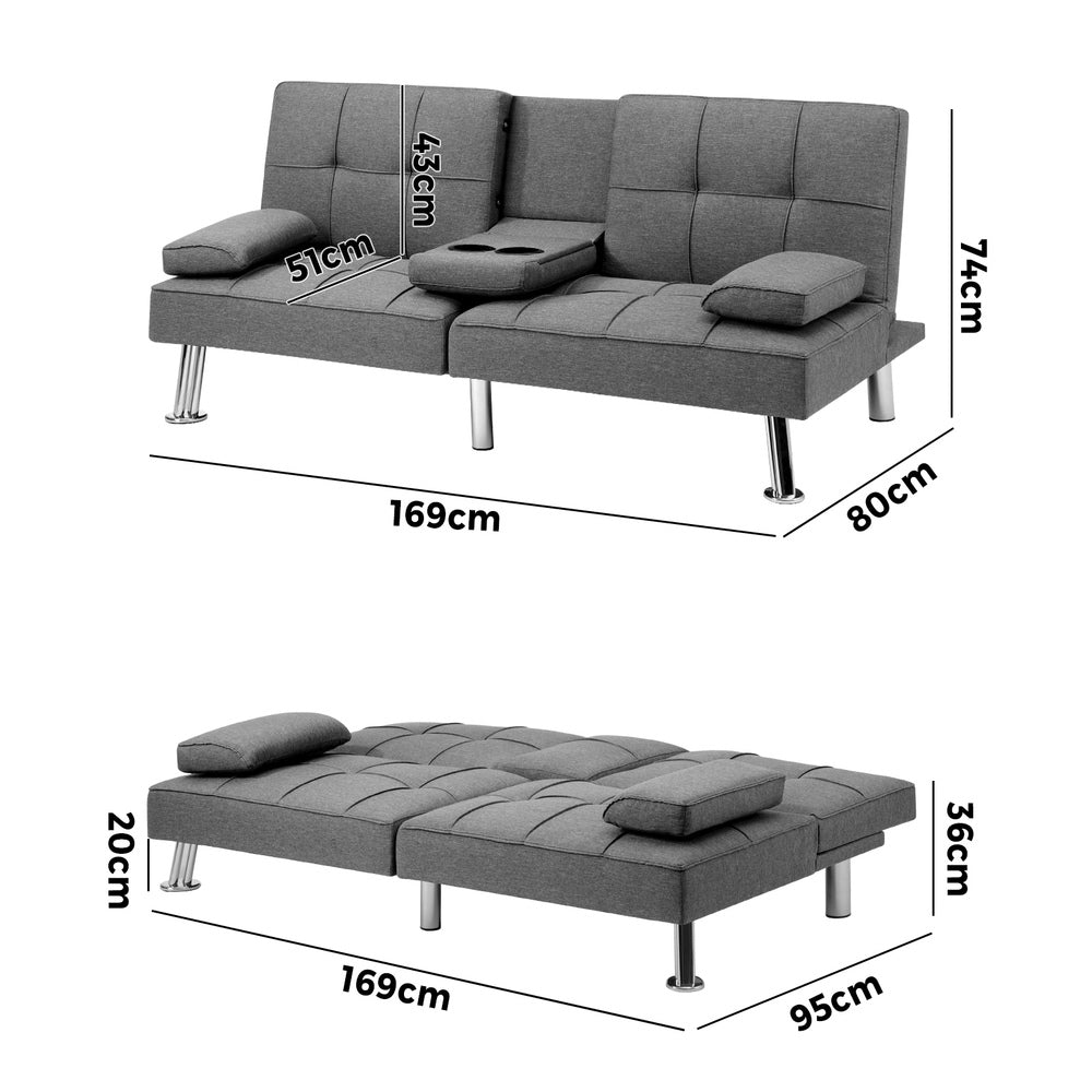 Marlo Two in One 3 Seater Sofa Couch and Fold Out Futon Bed | Adjustable Luxury Futon Sofa Couch