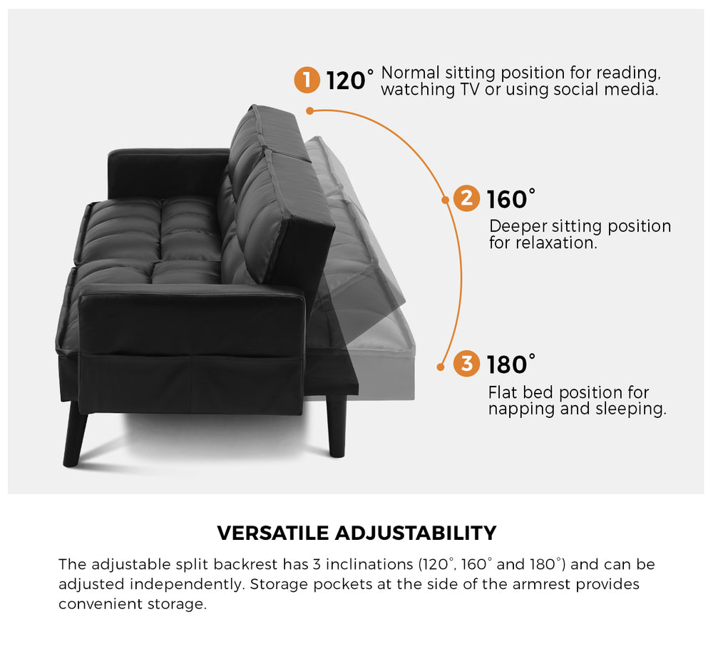 Sierra Two in One 3 Seater Sofa Couch and Fold Out Futon Bed | Super Luxury Converible Futon Sofa Couch | 3 Fabrics