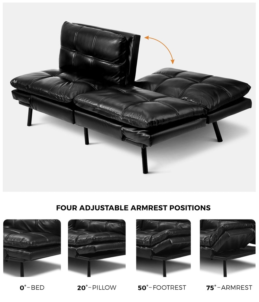 Allure Two in One 3 Seater Sofa Couch and Fold Out Futon Bed | Adjustable Luxury Converible Futon Sofa Couch