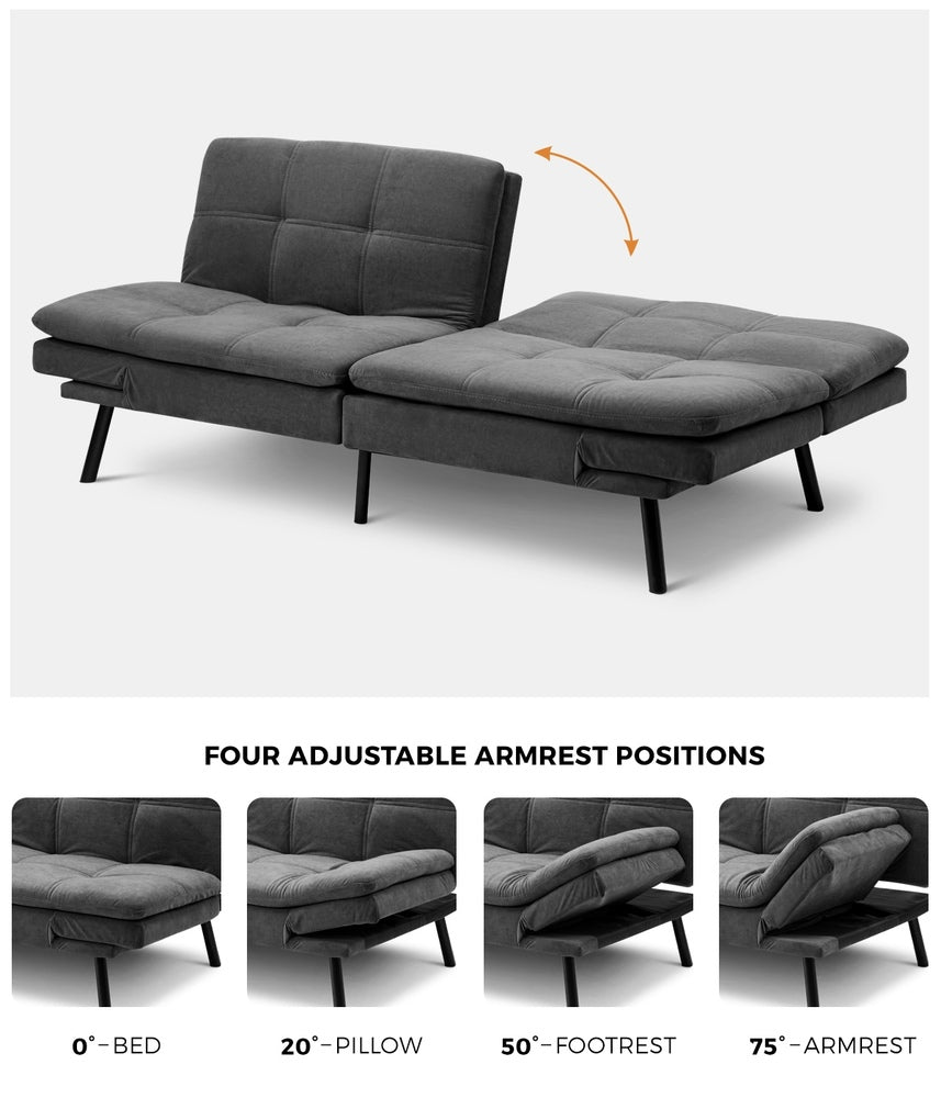 Allure Two in One 3 Seater Sofa Couch and Fold Out Futon Bed | Adjustable Luxury Converible Futon Sofa Couch